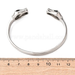 304ステンレススチール製カフバングル、女性用、男性用  ヘビの頭  アンティークシルバー  内径：2.28インチ（5.8cm）&nbsp;BJEW-P386-01AS