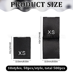 500個 10スタイル ポリエステル製衣類サイズラベル  服飾材料  サイズタグ  ブラック  18x13.5x0.3mm  50個/スタイル&nbsp;FIND-BC0014-07A