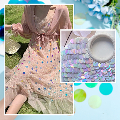 240g 8色飾りアクセサリー  虹色の pvc プラスチック スパンコール/スパンコール ペンダント  フラットラウンド  ミックスカラー  29~30x0.2mm  穴：1.5mm  30 G /カラー&nbsp;PVC-PH0001-23