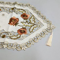 花柄刺繍ポリエステルテーブルクロス  化粧台用  フローラルホワイト  1480x410x0.8mm&nbsp;AJEW-WH0471-115