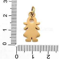 女の子 304 ステンレス ペンダント  201ステンレススチール製ジャンプリング付き  イオンプレーティング（ip）  18KGP本金メッキ  20.5x11x1.5mm  穴：5mm&nbsp;STAS-M121-06G