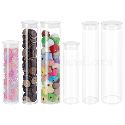 6個 3スタイル プラスチックビーズ収納チューブ 白い蓋付き  コラム  透明  4~5.35x15.6~20.6cm  2個/スタイル&nbsp;AJEW-BC0010-60