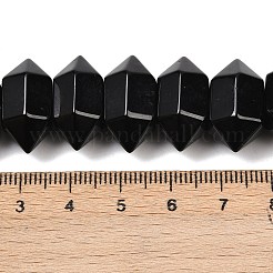 天然ブラックオニキス（染色・加熱）両端ポイントビーズ連売り  チャンク弾  多面カット  20x11x10mm  穴：1mm  約20個/連  7.99''（20.3センチメートル）&nbsp;G-T142-94