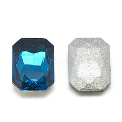 ポイントガラスラインストーンカボション  多面カット  レクタングルオクタゴン  カプリブルー  6x4x2mm&nbsp;RGLA-T079-4x6mm-14