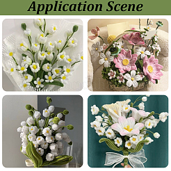 シェニールステムのティンセルガーランドDIYクラフトキット  シェニールステムを含む  鉄の茎の花棒  ナイロンオーガンジーリボン  ポリエステルと紙の包装材、包装材、マスキングテープ  ミックスカラー  300x5~6mm  100pc&nbsp;DIY-SC0033-14C