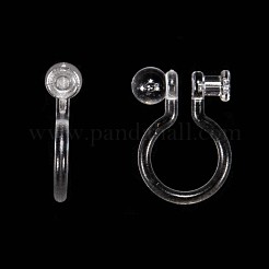 プラスチック製クリップ式イヤリングパーツ  透明  11x8mm  穴：0.65mm  ボール：3mm&nbsp;LS-KY-P007-H01