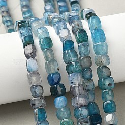 天然石ドラゴンアゲート瑪瑙ビーズ連売り  染め＆加熱  キューブ  空色  7~8x7~8x7~8mm  穴：0.9mm  約56個/連  14.57''（37センチメートル）&nbsp;G-G177-E17-01