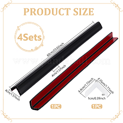 アクリル衝突防止ストリップ付き粘着PVC  壁のコーナーガード  ブラック  600x40x40mm&nbsp;AJEW-WH0609-874B