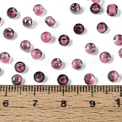 内側が透明な色のガラスシードビーズ  ラウンド  淡いバイオレットレッド  4x3mm  穴：1.4~1.5mm  約：7500個/ 450 G&nbsp;SEED-T007-19A-02