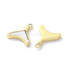 イオンプレーティング（IP）304ステンレススチールチャーム  パヴェシェル付き  18KGP本金メッキ  魚尾  11x10x2mm  穴：1.2mm&nbsp;STAS-Z099-02G-02