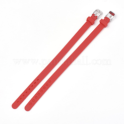 シリコン時計バンド  201ステンレススチール留め具付き  レッド  8-7/8インチ（22.5~22.7cm）  10x3mm&nbsp;SIL-S001-05
