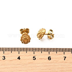 女性用304ステンレススチールスタッドピアス  イオンプレーティング（ip）  てんとう虫  ゴールドカラー  10.5x7mm&nbsp;EJEW-K243-16G