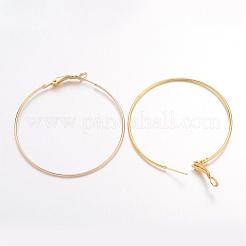 鉄のアクセサリーフープピアス  ゴールドカラー  18ゲージ  49x1mm  ピン：1mm&nbsp;IFIN-C045-49x1-G
