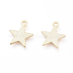 真鍮製チャーム  長持ちメッキ  スター  ゴールドカラー  12x10x1mm  穴：1mm&nbsp;X-KK-G397-04G