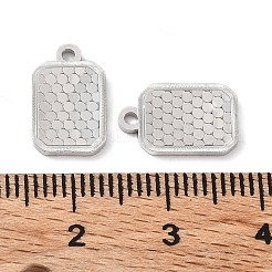 925スターリングシルバーチャーム  水玉模様のチャームが付いた長方形  テクスチャ  プラチナメッキ  13x8x1.2mm  穴：1.4mm&nbsp;X-STER-C003-02P
