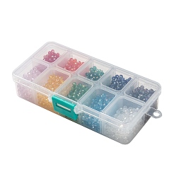 10色の電気メッキガラスビーズ  ABカラーメッキ  多面カット  ロンデル  ミックスカラー  4x3mm  穴：0.4mm  10色  200個/カラー  2000個/箱&nbsp;EGLA-JP0002-01B-4mm