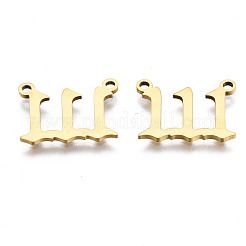 201ステンレススチールペンダントリンク  レーザー切断  ゴールドカラー  NUM。1  12x15.5x1mm  穴：1.4mm&nbsp;STAS-S110-115G-01