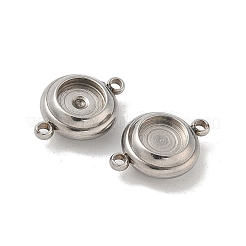 304ステンレススチールコネクタカボションセッティング  フラットラウンド  ステンレス鋼色  トレイ：6mm  14.5x10x4mm  穴：1.4mm&nbsp;STAS-D145-02P