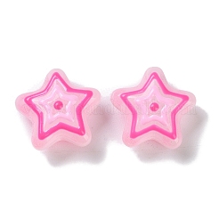 ガラス模造翡翠ビーズ連売り  手描きのビーズ  エナメル  スター  ショッキングピンク  21.5x22x11mm  穴：1.3mm  約20個/連  14.96インチ（38cm）&nbsp;GLAA-L047-05C