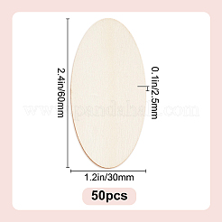 楕円形の未完成の木製切り抜き  子供のDIY絵画装飾  古いレース  61x30x2.5mm&nbsp;DIY-WH0604-07C
