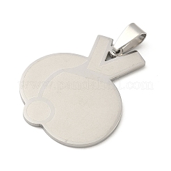 スポーツ201ステンレススチールレーザーカットペンダント  卓球のお守り  ステンレス鋼色  36x28x1.4mm  穴：8x4mm&nbsp;STAS-P428-14P-02