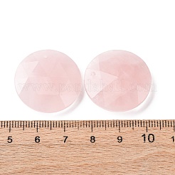 天然石ローズクォーツペンダント  多面カットフラットラウンドチャーム  25x6.5~7mm  穴：1mm&nbsp;X-G-H331-01D