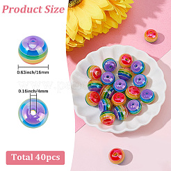 プライドUVメッキレインボー虹色アクリルヨーロピアンビーズ40個  大穴ビーズ  ラウンド  カラフル  16mm  穴：4mm&nbsp;MACR-SC0002-66