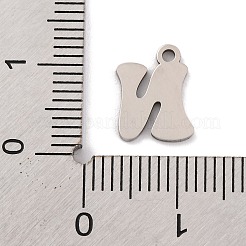 変色しない201ステンレススチールチャーム  レーザー切断  レターチャーム  文字N  10.5x8x1mm  穴：1.2mm&nbsp;STAS-U016-01P-N