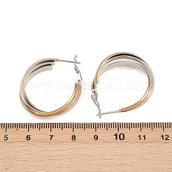 202ステンレススチールトリプルフープピアス  304ステンレスピン付き  マルチカラー  9x27mm&nbsp;EJEW-XCP0001-20