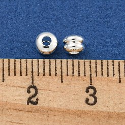 真鍮ビーズ  グルーブ付きカラム  925銀メッキ  4x3mm  穴：1.6mm&nbsp;KK-B096-10S