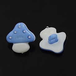 アクリルシャンクボタン  1穴  染め  キノコ  コーンフラワーブルー  15x14x3mm  穴：3x2mm&nbsp;BUTT-E045-02