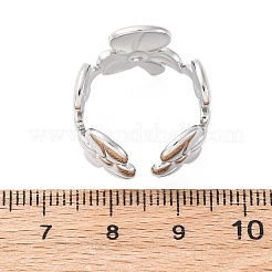 304ステンレススチールカフリング  花  ステンレス鋼色  15.5mm  内径: 調節可能&nbsp;RJEW-D306-25P