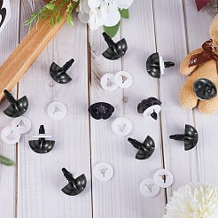 プラスチック製犬用安全工芸品鼻20セット  スペーサー付き  diyの人形のおもちゃの人形のプラシ天の動物の作成のため  ブラック  25x18x25mm  ピン：6mm&nbsp;FIND-GF0005-48