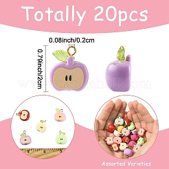 20PCSアクリルパーツ  りんご  プラチナ鉄ループ付き  ミックスカラー  20mm  穴：2mm&nbsp;PALLOY-YW00129