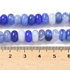 天然バンデットアゲートビーズ連売り  染め＆加熱  ロンデル  グレードA  藤紫色  8~8.5x5mm  穴：1mm  約76~77個/連  14.76~14.96インチ（37.5~38cm）&nbsp;G-F790-I01-01C