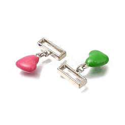 合金エナメルチャーム  プラチナ  ハートチャーム  ミックスカラー  22.9mm  穴：12.5x2.5mm&nbsp;FIND-C065-09P