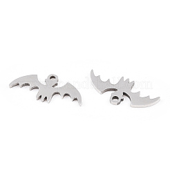 変色しない201ステンレススチールチャーム  ハロウィン  バット  ステンレス鋼色  7.9x17.8x1mm  穴：1mm&nbsp;STAS-S105-T161