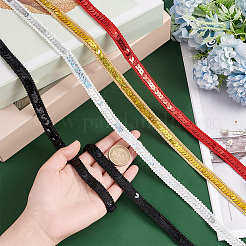 20m 4色 スパークルメタリックポリエステルレースリボン  スパンコール入り  服装アクセサリー  ミックスカラー  1/2インチ（12mm）  5m /カラー&nbsp;OCOR-PH0002-12