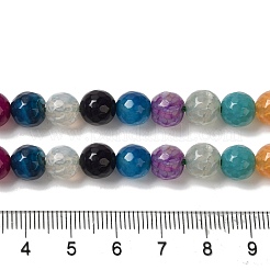 染色・加熱された天然の龍脈瑪瑙ビーズ連売り  多面カット  ラウンド  ミックスカラー  8mm  穴：1.2mm  約48個/連  14.69''（37.3センチメートル）&nbsp;G-P539-A01-20