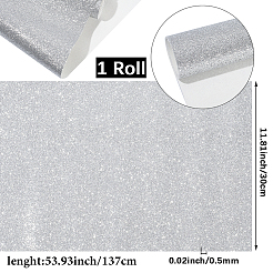 グリッター PVC レザー生地  靴バッグ縫製パッチワークdiyクラフトアップリケ  銀  1370x300x0.5mm&nbsp;DIY-WH20011-59C