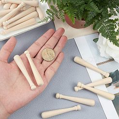 未完成のミニナチュラル木製片穴ビーズ  野球用バット  diyキーホルダー装飾アクセサリー  バリーウッド  75x12mm  穴：1mm  60pc&nbsp;WOOD-OC0001-27B