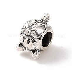 チベットスタイルの合金チューブベイル  ループベイル  ペンダントベイル  猫  アンティークシルバー  14x8.5x11mm  穴：1.5mm  内径：5mm  207個/ 500g&nbsp;LS-PALLOY-P293-203