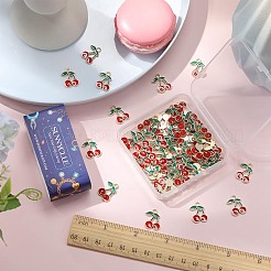 60本合金エナメルペンダント  チェリー  ライトゴールド  レッド  18x13x2mm  穴：2mm&nbsp;ENAM-SC0003-86