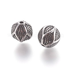 304ステンレススチールビーズ  ロンデル  アンティークシルバー  9.5x10mm  穴：1.6mm&nbsp;STAS-P237-54AS