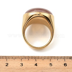 304ステンレススチール製キャッツアイモチーフのレディース指輪  ゴールドカラー  ロージーブラウン  18mm&nbsp;RJEW-Z143-02G-01