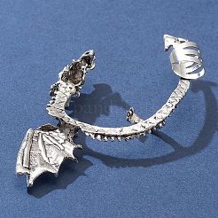 合金ドラゴンカフイヤリング  クライマーラップアラウンドイヤリング  男性女性用ピアスなしイヤークリップ  アンティークシルバー  82x39x17mm&nbsp;EJEW-FS0001-08