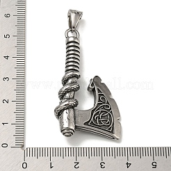 316サージカルステンレススチール製ビッグペンダント  斧のチャーム  アンティークシルバー  50.5x27x10.5mm  穴：4.5x8mm&nbsp;STAS-Z073-68AS-03