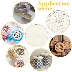 DIY編みかぎ針編みの木製バッグの底  花柄ハンドバッグ巾着ベースシェイパー付きフラットラウンド  かぎ針編みのバスケットクラフトレザーモールド用品用  リネン  30x0.45~0.5cm  穴：7mm  2個/セット&nbsp;DIY-WH0185-51