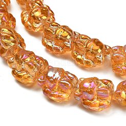 電気メッキガラスビーズ連売り  キツネ  半分メッキ  虹メッキ  ライトサーモン  18x18x13.5mm  穴：1.5mm  約40個/連  27.17''（69センチメートル）&nbsp;EGLA-H110-01HR-03