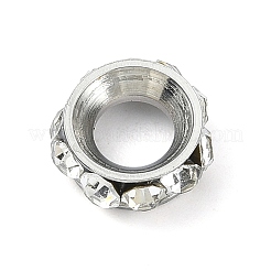 304ステンレススチールスペーサービーズ  ラインストーン付き  大穴ビーズ  コラム  ステンレス鋼色  9.5x3.5mm  穴：4.5mm&nbsp;LS-STAS-Q320-02A-P
